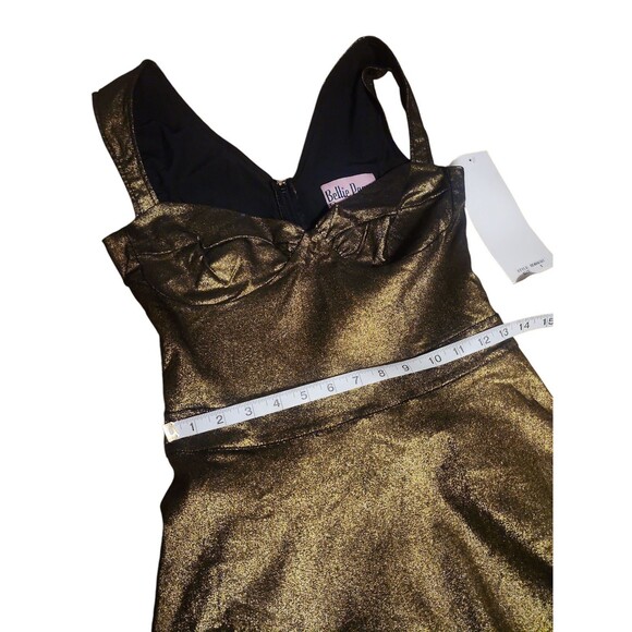 Bettie Page Queen Of Pinups Fit & Flare Midi Dress Womens 8 Burnished Gold Retro - Picture 8 of 9